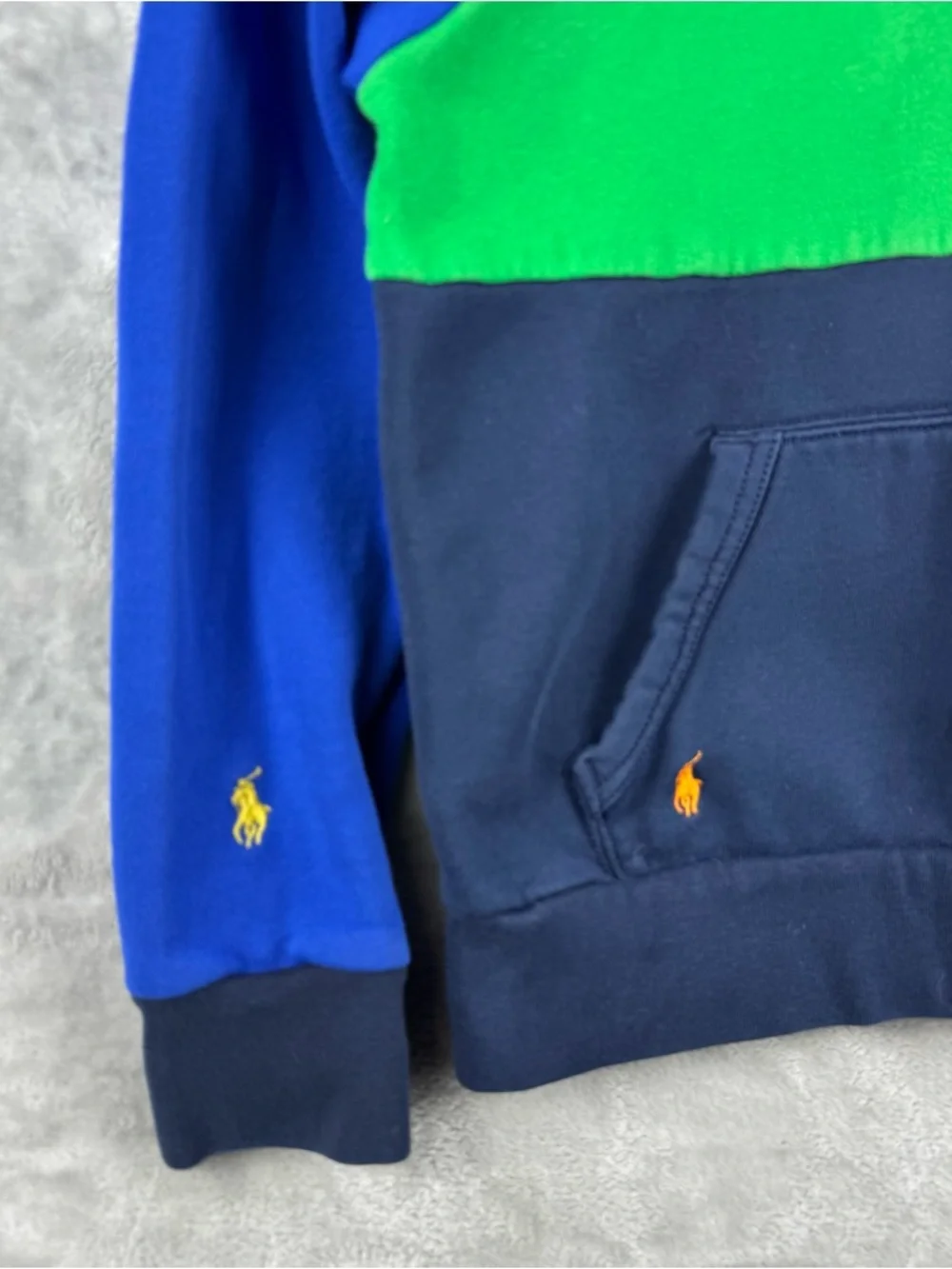 Polo Ralph Lauren Youth M‎ 10-12 Color Block Hoodie Blue Yellow White Green